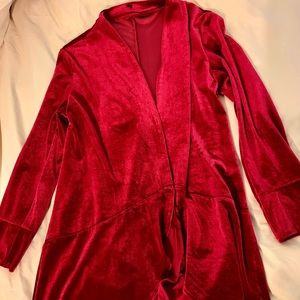 Red velvet kimono jacket with flare bottom Size L
